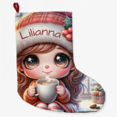 Grande Chaussette De Noël Jolie fille Animée de Noël (Devant)