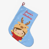 Grande Chaussette De Noël Jolie Fille Reindeer Noël Pour Enfants (Devant (Accrochage))