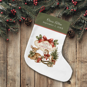 Grande Chaussette De Noël Jolie Image Rétro Premier Noël de Bébé