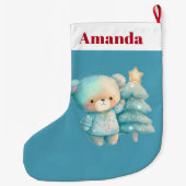 Grande Chaussette De Noël Jolie Ours et Noël (Dos)