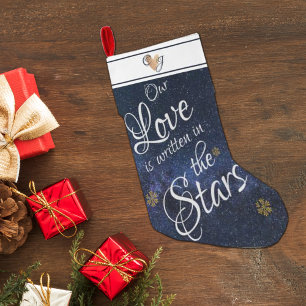 Grande Chaussette De Noël Jolies Étoiles de Nuit Monogramme Amour Écrit Dans
