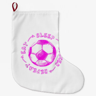 Grande Chaussette De Noël Jolies Filles Manger Dort Football Répéter - Joueu