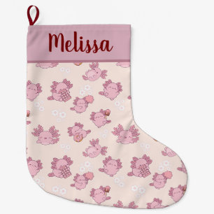 Grande Chaussette De Noël Jolis axolotls roses de Noël