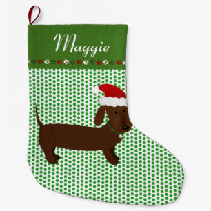 Grande Chaussette De Noël Jolly Père Noël Brown Dachshund Personnalisé