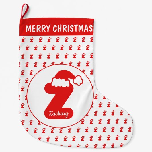 Grande Chaussette De Noël Jote Funny Père Noël Casquette Motif Monogrammed Z (Devant)
