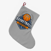 Grande Chaussette De Noël Joueur de basket AJOUTER LE NOM Varsity School Tea (Devant (Accrochage))