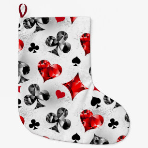Grande Chaussette De Noël Joueur de poker Joueur de cartes de jouer costumes