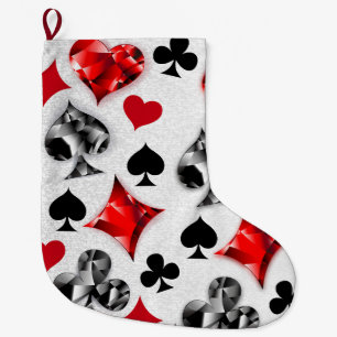 Grande Chaussette De Noël Joueur de poker Joueur de cartes de jouer costumes