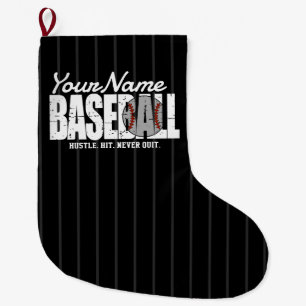 Grande Chaussette De Noël Joueur d'équipe de baseball rétro AJOUTER NOM Pins