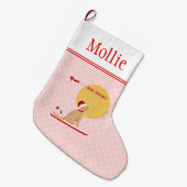 Grande Chaussette De Noël Jour de Noël Plage Surf Chien Rose Stocking (Devant (Accrochage))