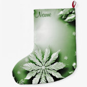 Grande Chaussette De Noël Jours de Noël Floral Vert (Dos)