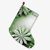 Grande Chaussette De Noël Jours de Noël Floral Vert (Devant (Accrochage))