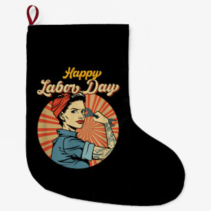 Grande Chaussette De Noël Joyeuse Fille de la Fête du Travail Forte Mouvemen