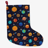 Grande Chaussette De Noël Joyeuses planètes qui s'accumulent (Devant)