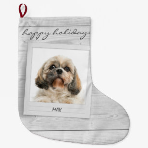 Grande Chaussette De Noël Joyeuses Vacances Animaux de compagnie Cadre photo