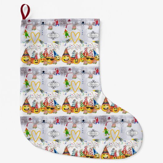 Grande Chaussette De Noël Joyeux anniversaire Joyeux Noël Stocker (Devant)