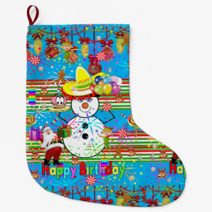 Grande Chaussette De Noël Joyeux anniversaire Noël Stocker, Snowman