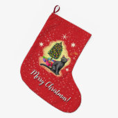 Grande Chaussette De Noël Joyeux chat de Noël (Devant (Accrochage))
