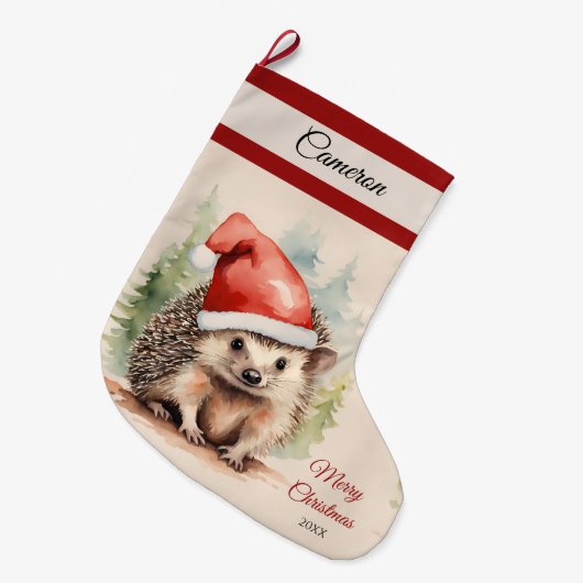 Grande Chaussette De Noël Joyeux Hérisson de Noël (Devant (Accrochage))