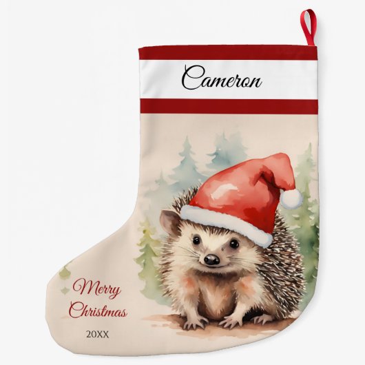 Grande Chaussette De Noël Joyeux Hérisson de Noël (Dos)