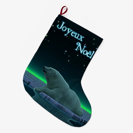 Grande Chaussette De Noël Joyeux Noё l - Ours polaire à bordure de glace (Devant (Accrochage))