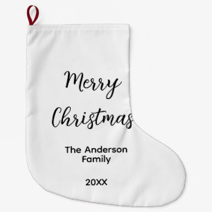 Grande Chaussette De Noël Joyeux Noël ajoutez le nom de famille année texte 