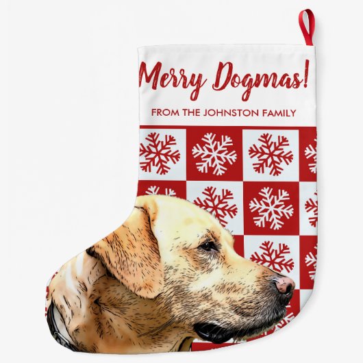 Grande Chaussette De Noël Joyeux Noël Dogmas Yellow Lab Festin Chien rouge (Dos)