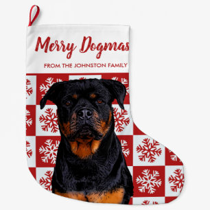 Grande Chaussette De Noël Joyeux Noël Dogmes Rottweiler Chien de Noël Rouge