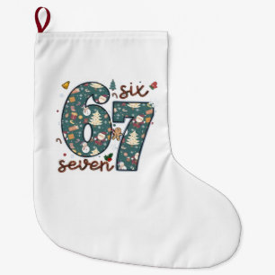 Grande Chaussette De Noël Joyeux Noël Naughty Nice Six Seven 67 Brainrot