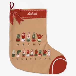 Grande Chaussette De Noël Joyeux Noël personnalisé en ASL Cozy