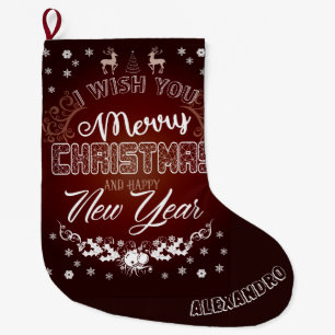 Grande Chaussette De Noël Joyeux Noël rouge blanc cool design cadeau
