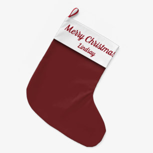 Grande Chaussette De Noël Joyeux Noël rouge foncé Nom Stocking