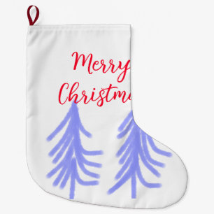 Grande Chaussette De Noël Joyeux Noël rouge violet pastel pin eau