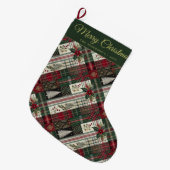 Grande Chaussette De Noël Joyeux Noël Rustique Plaid Motif (Devant (Accrochage))