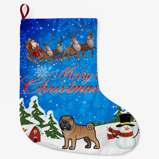 Grande Chaussette De Noël Joyeux Noël Shar Pei (Devant)