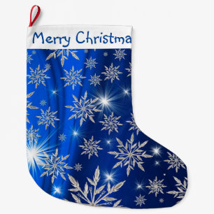 Grande Chaussette De Noël Joyeux Noël Snowflakes