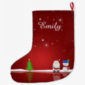 Grande Chaussette De Noël Joyeux Noël Snowman et Père Noël (Dos)