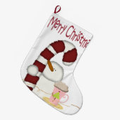 Grande Chaussette De Noël Joyeux Noël Stocker, Café Snowman (Devant (Accrochage))