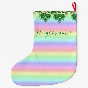 Grande Chaussette De Noël Joyeux Noël sur Pastel Rainbow