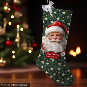 Grande Chaussette De Noël Joyeux Père Noël Stocker personnalisé Xmas Vintage