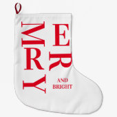 Grande Chaussette De Noël Joyeux Rouge Moderne Et Vacances Lumineuses (Devant)