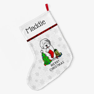 Grande Chaussette De Noël Joyeux sapin de Noël 2 Vieux anglais Chien de mer 