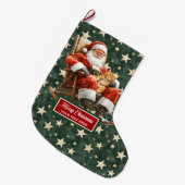 Grande Chaussette De Noël Joyful Santa Claus Noël Stocker Nom personnalisé (Devant (Accrochage))
