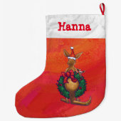 Grande Chaussette De Noël Kangaroo Xmas En Rouge (Dos)
