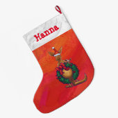 Grande Chaussette De Noël Kangaroo Xmas En Rouge (Dos (Accrochage))