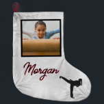 Grande Chaussette De Noël Karate Winter Wonder Photo et nom personnalisés<br><div class="desc">Karate Winter Wonder design personnalisé avec le nom de votre enfant et leur photo!</div>