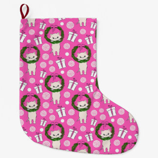 Grande Chaussette De Noël Kitty rose pure