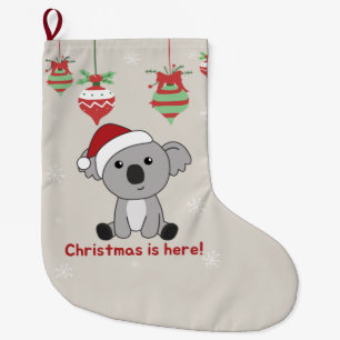 Grande Chaussette De Noël Koala Noël Neige Animaux d'hiver Koalas Large C