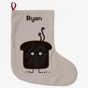 Grande Chaussette De Noël La fumée brûlée de pain grillé pane le pain de