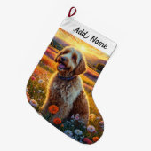 Grande Chaussette De Noël Labradoodle Dog (Devant (Accrochage))